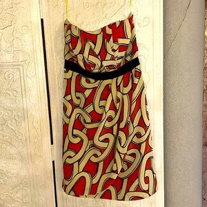 The Limited strapless size 4 cream and rust orange dress abstract like new lined